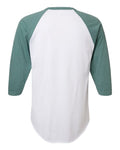 Tultex 245 Unisex Fine Jersey Raglan T-Shirt - White/ Heather Seafoam - back
