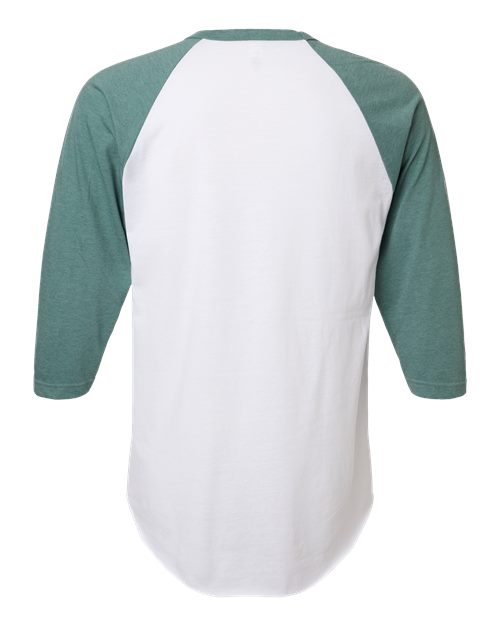 Tultex 245 Unisex Fine Jersey Raglan T-Shirt - White/ Heather Seafoam - back