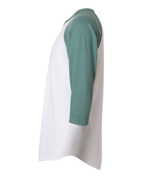 Tultex 245 Unisex Fine Jersey Raglan T-Shirt - White/ Heather Seafoam - side