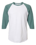 Tultex 245 Unisex Fine Jersey Raglan T-Shirt - White/ Heather Seafoam - front