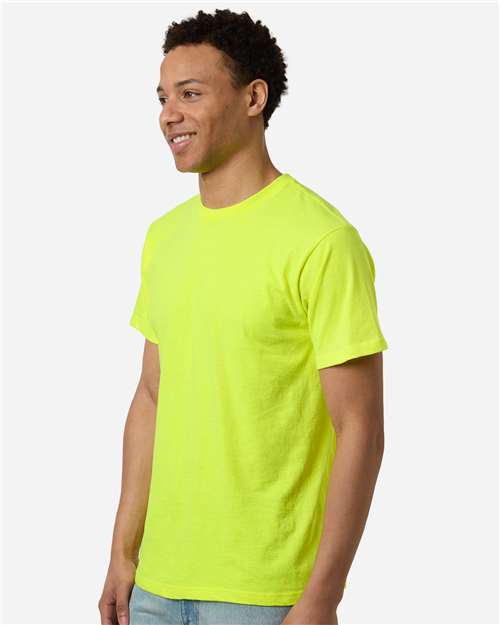 Tultex 290 Unisex Heavyweight Jersey T-Shirt - Safety Green - model side