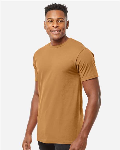 Tultex 290 Unisex Heavyweight Jersey T-Shirt - Camel - model side