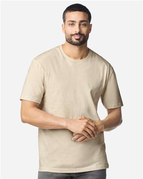 Gildan 64000 Softstyle T-Shirt - Heather Oatmeal - model front