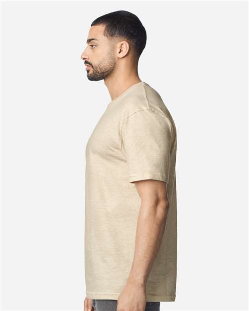 Gildan 64000 Softstyle T-Shirt - Heather Oatmeal - model side