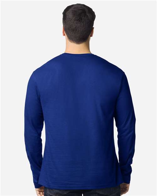 Gildan 64400 Unisex Softstyle Long Sleeve T-Shirt - Fan Deep Royal - model back