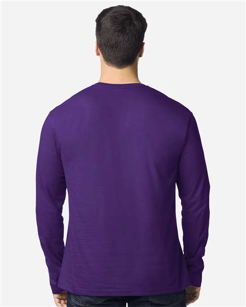 Gildan 64400 Unisex Softstyle Long Sleeve T-Shirt - Purple - model back