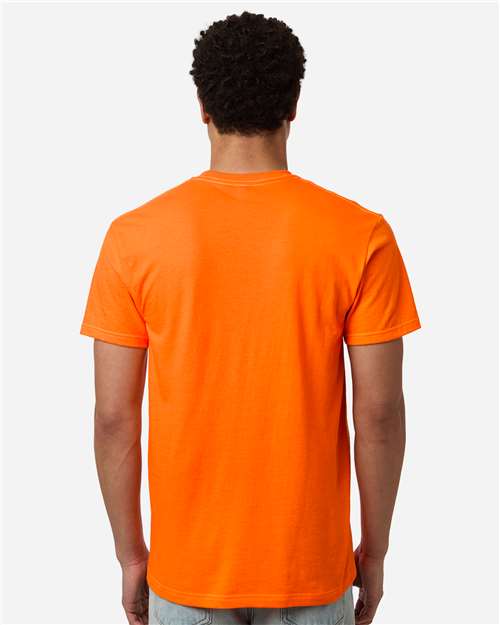 Tultex 293 Unisex Heavyweight Jersey Pocket T-Shirt - Safety Orange - model back