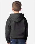 Gildan 18500B Youth Heavy Blend Hooded Sweatshirt - Fan Charcoal Heather - model back