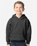 Gildan 18500B Youth Heavy Blend Hooded Sweatshirt - Fan Charcoal Heather - model front