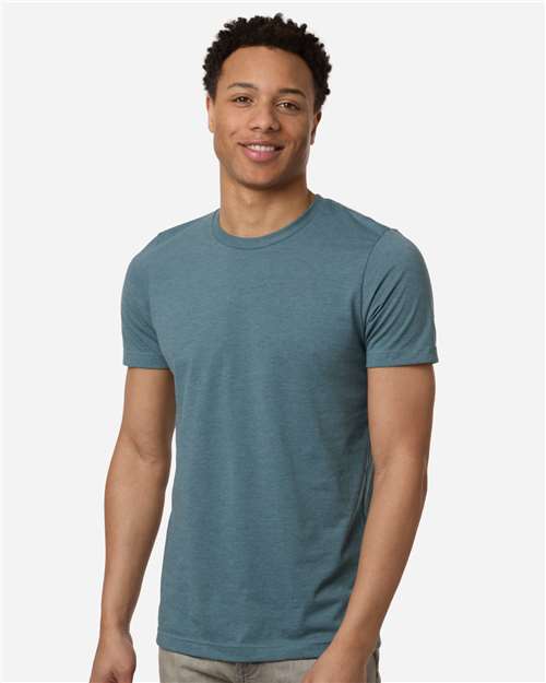 Tultex 602CVC Unisex Combed CVC T-Shirt - Heather Steel Blue - model front