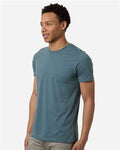 Tultex 602CVC Unisex Combed CVC T-Shirt - Heather Steel Blue - model side