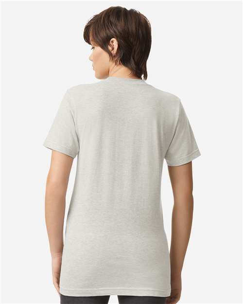 American Apparel 2001 Unisex Fine Jersey Tee - Heather Oatmeal - model back