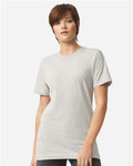 American Apparel 2001 Unisex Fine Jersey Tee - Heather Oatmeal - model front