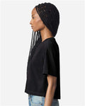 American Apparel 1302GD Women's Garment-Dyed Heavyweight Cropped Tee - True Black - model back