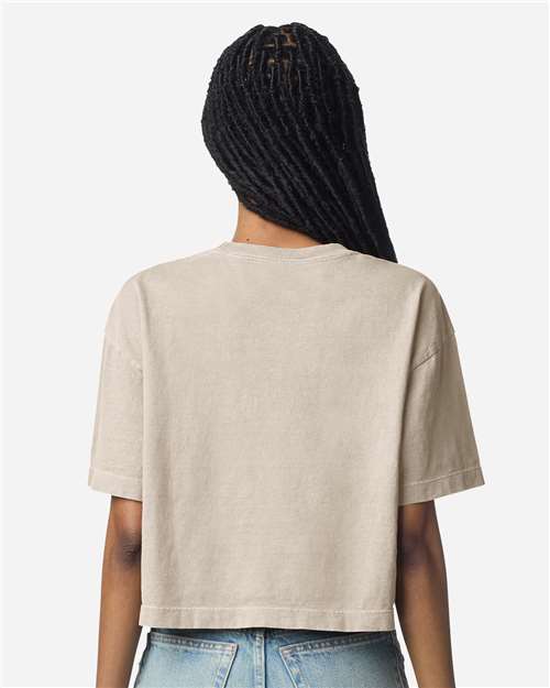 American Apparel 1302GD Women's Garment-Dyed Heavyweight Cropped Tee - Faded Bone - model back