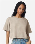 American Apparel 1302GD Women's Garment-Dyed Heavyweight Cropped Tee - Faded Bone - model front