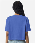 American Apparel 1302GD Women's Garment-Dyed Heavyweight Cropped Tee - Faded Lapis - model back