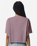 American Apparel 1302GD Women's Garment-Dyed Heavyweight Cropped Tee - Faded Smokey Violet - model back