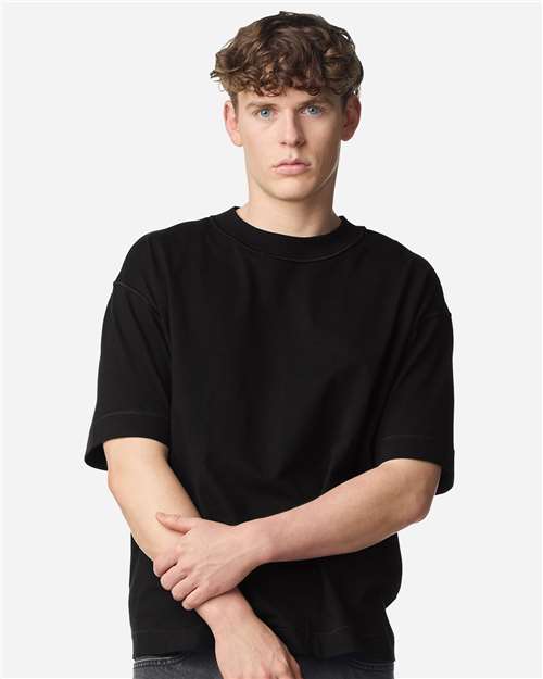 American Apparel 13ML0 Unisex Heavyweight Cotton Mid-Length Tee - Black - model front