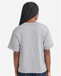 American Apparel 13ML0 Unisex Heavyweight Cotton Mid-Length Tee - Heather Grey - model back