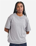 American Apparel 13ML0 Unisex Heavyweight Cotton Mid-Length Tee - Heather Grey - model front
