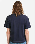 American Apparel 13ML0 Unisex Heavyweight Cotton Mid-Length Tee - Navy - model back