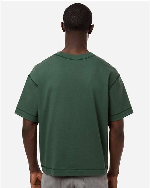 American Apparel 13ML0 Unisex Heavyweight Cotton Mid-Length Tee - Pine - model back