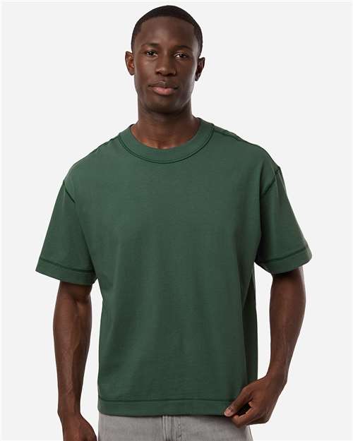 American Apparel 13ML0 Unisex Heavyweight Cotton Mid-Length Tee - Pine - model front