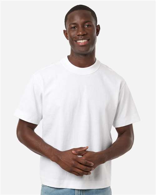 American Apparel 13ML0 Unisex Heavyweight Cotton Mid-Length Tee - White - model front