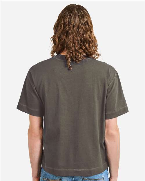 American Apparel 13ML0 Unisex Heavyweight Cotton Mid-Length Tee - Mushroom - model back