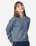Comfort Colors 1566L Women's Garment-Dyed Mid-Length Crewneck Sweatshirt - Blue Jean - model front