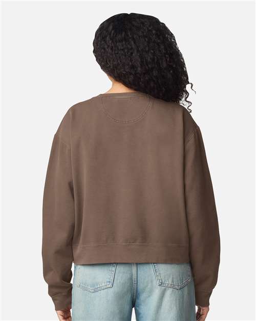 Comfort Colors 1566L Women's Garment-Dyed Mid-Length Crewneck Sweatshirt - Espresso - model back