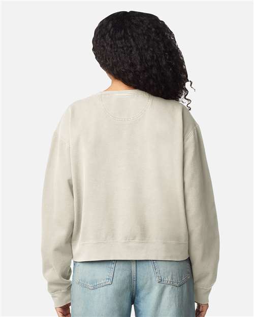 Comfort Colors 1566L Women's Garment-Dyed Mid-Length Crewneck Sweatshirt - Ivory - model back