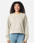 Comfort Colors 1566L Women's Garment-Dyed Mid-Length Crewneck Sweatshirt - Ivory - model front