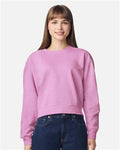Comfort Colors 1566L Women's Garment-Dyed Mid-Length Crewneck Sweatshirt - Rose Quartz - model front