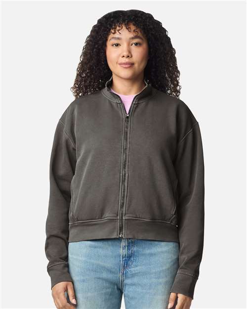 Comfort Colors 1570L Women's Garment-Dyed Full-Zip Jacket - Pepper - model front