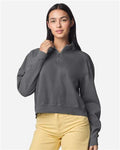 Comfort Colors 1580L Women's Garment-Dyed Mid-Length Quarter-Zip Sweatshirt - Pepper - model front