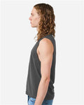 American Apparel 207GD Unisex Heavyweight Cotton Garment-Dyed Mid-Length Muscle Tee - Faded Black - model side