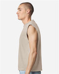 American Apparel 207GD Unisex Heavyweight Cotton Garment-Dyed Mid-Length Muscle Tee - Faded Bone - model side