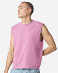 American Apparel 207GD Unisex Heavyweight Cotton Garment-Dyed Mid-Length Muscle Tee - Faded Powder Pink - model front