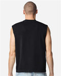 American Apparel 207GD Unisex Heavyweight Cotton Garment-Dyed Mid-Length Muscle Tee - True Black - model back