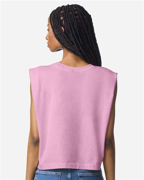 American Apparel 307GD Women's Garment-Dyed Heavyweight Muscle Tee - Faded Powder Pink - model back