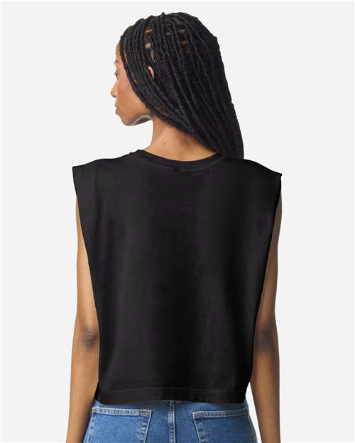 American Apparel 307GD Women's Garment-Dyed Heavyweight Muscle Tee - True Black - model back