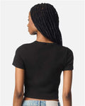 American Apparel BR210 Women's Baby Rib Cropped Tee - Black - model back