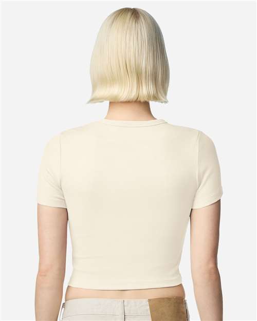 American Apparel BR210 Women's Baby Rib Cropped Tee - Bone - model back