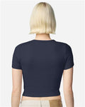 American Apparel BR210 Women's Baby Rib Cropped Tee - Navy - model back