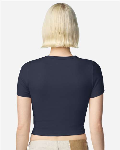 American Apparel BR210 Women's Baby Rib Cropped Tee - Navy - model back