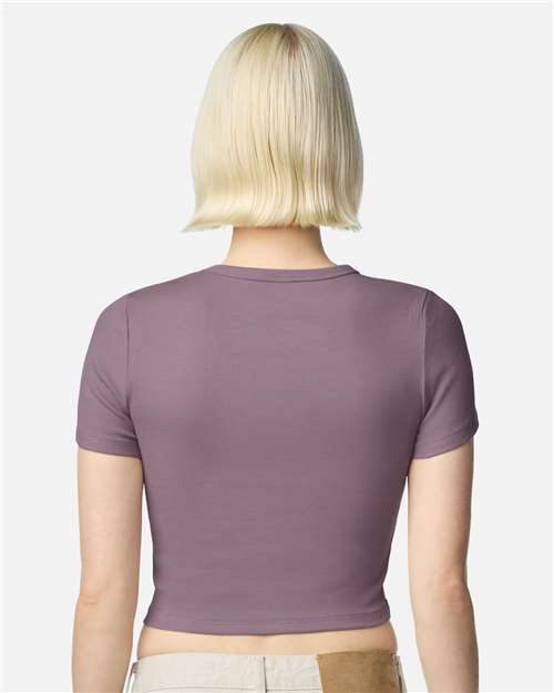 American Apparel BR210 Women's Baby Rib Cropped Tee - Smokey Violet - model back