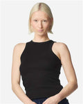 American Apparel BR2101 Women's Baby Rib Tank - Black - model front
