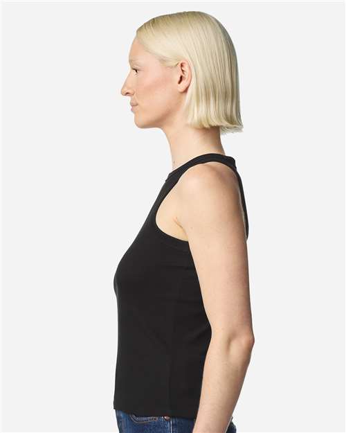 American Apparel BR2101 Women's Baby Rib Tank - Black - model side